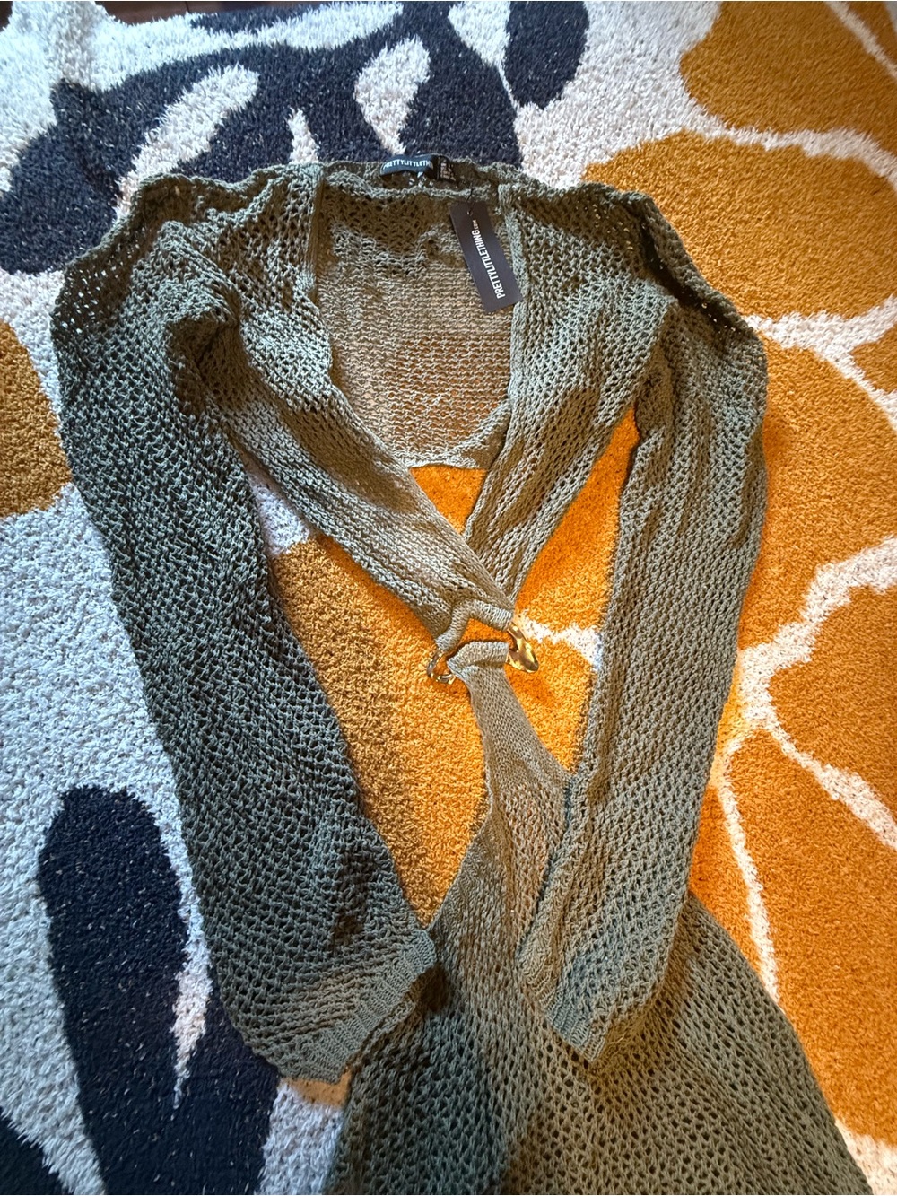 PrettyLittleThing Olive Green Open Weave dress
